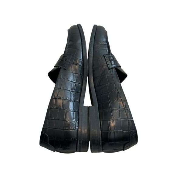Jenni Kayne Crocodile Embossed Loafers Black Size 37 / US 6.5-7 - Picture 10 of 12